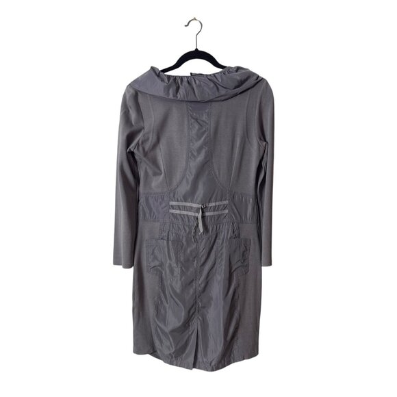 Gray Long-Sleeve Hooded Dress With Ruffle Detail & Zipper Accents - Picture 5 of 7
